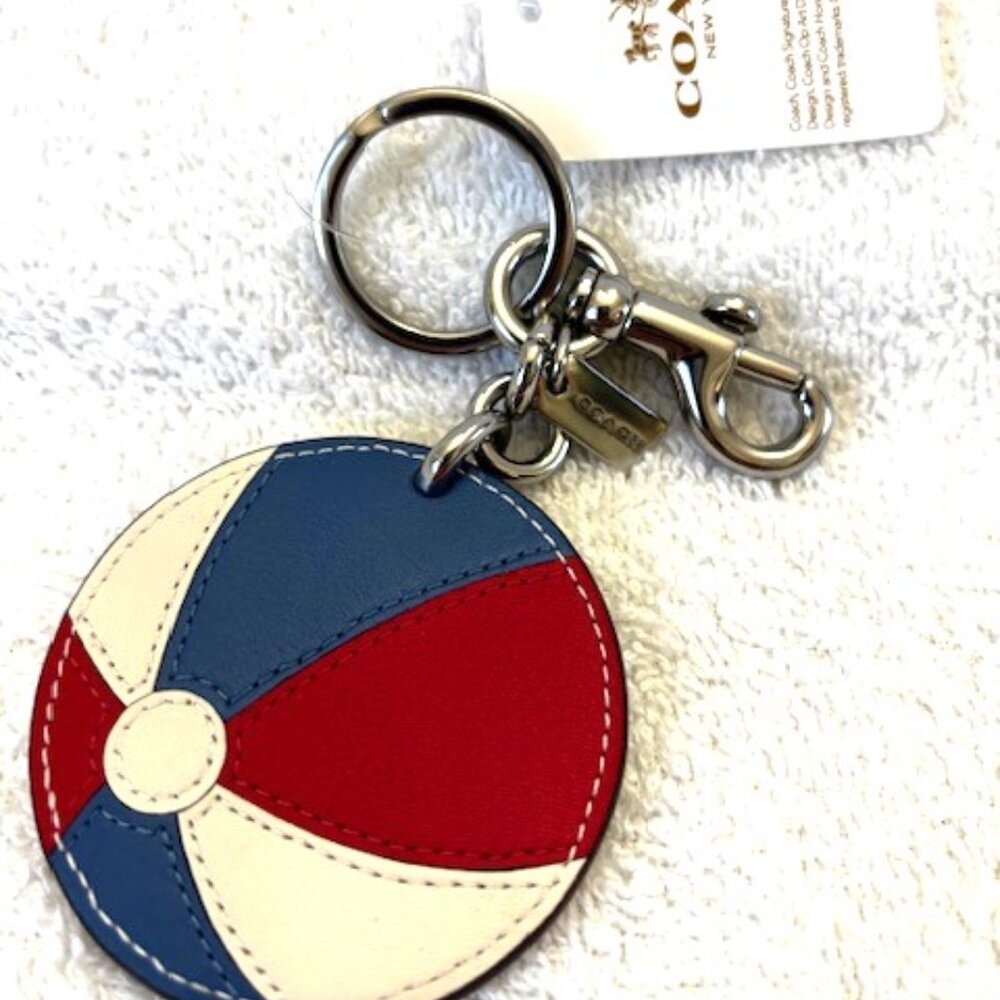 Coach Leather Beachball Bag Charm NWT